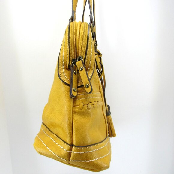b.o.c. Women's Mustard Yellow Double Handle Shoulder Bag with Tassel & Charm - Picture 7 of 13